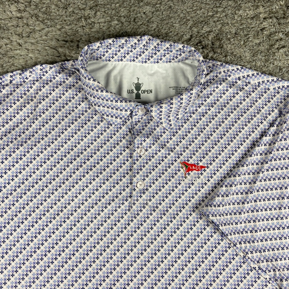 US Open LACC 123rd Polo Mens 3XL Blue Floral Golf Performance Short Sleeve Shirt
